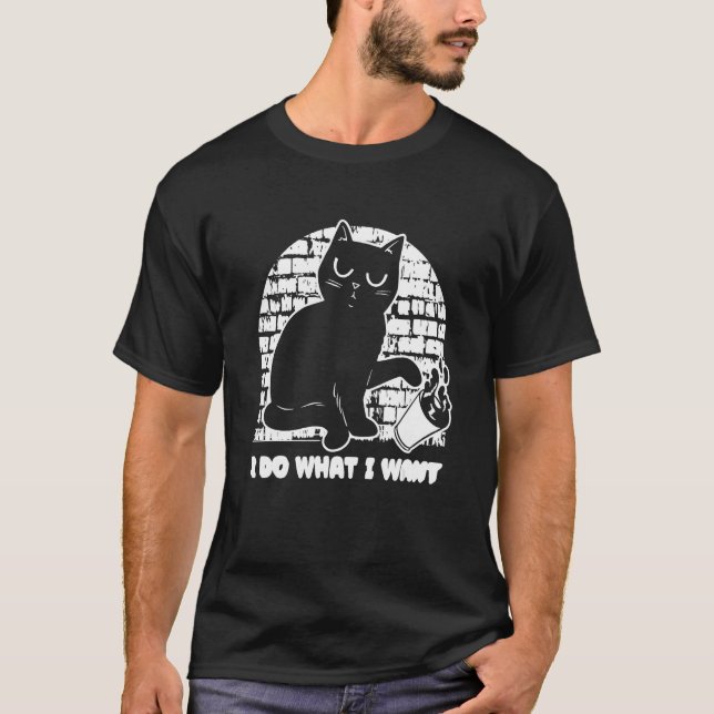 Camiseta Snarky Cat Sarcastic Sarcasm Rude  Irony I Do What (Frente)