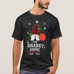 Camiseta Snarky Gnomo Buffalo Xadrez Matching Family Christ