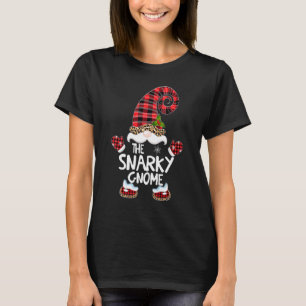 Camiseta Snarky Gnomo Buffalo Xadrez Matching Family Christ