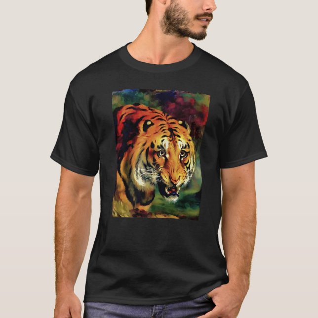 Camiseta Snarling Bengal Tiger Head Portrait (Frente)