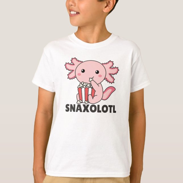 Camiseta Snaxolotl Axolotl Amante Animais Doce Pipoca (Frente)