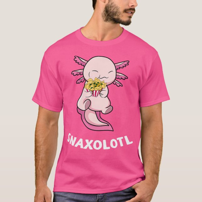 Camiseta Snaxolotl Snack Nacho Cute Pink Axolotl Salamandra (Frente)