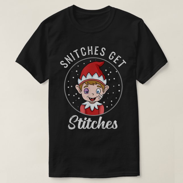 Camiseta Snitches Get Stitches Funny Elf Art (Frente do Design)