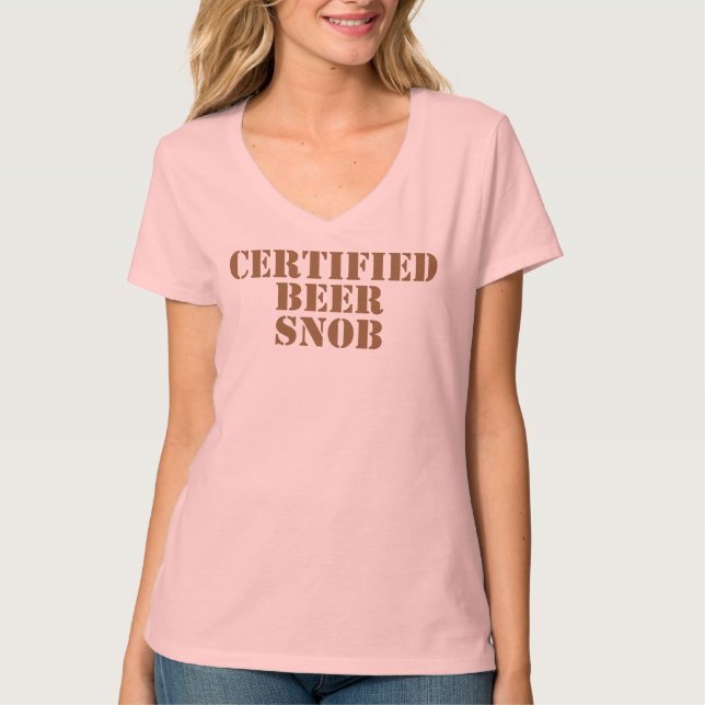 Camiseta Snobe certificado da cerveja (Frente)