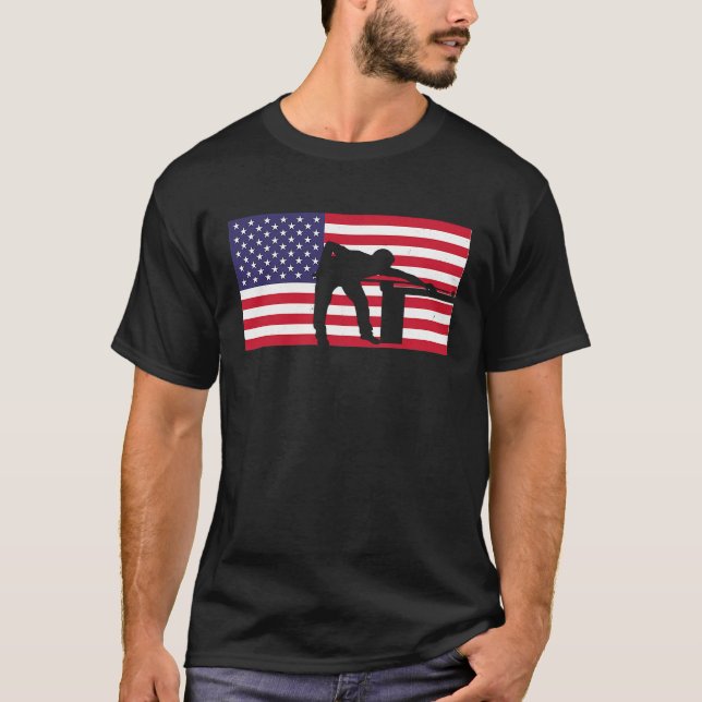 Camiseta Snooker Player American Flag USA Piscina Billiards (Frente)
