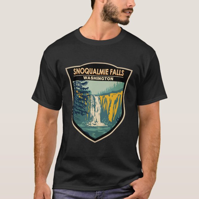 Camiseta Snoqualmie Falls Washington Waterfall Crachá (Frente)
