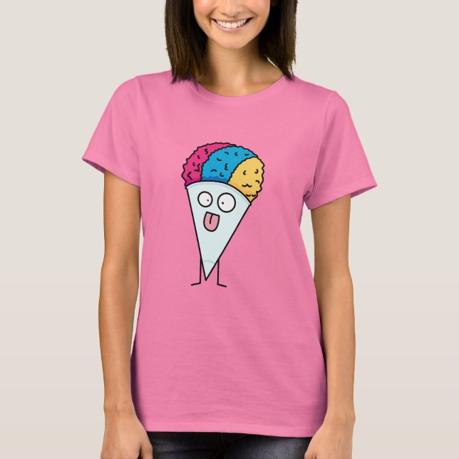 Camiseta Snow Cone lingua do fã xarope de gelo sabor doce (Frente)
