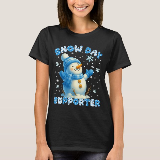 Camiseta Snow Day Suprter Cute Snowman Snowflake Christmas  (Frente)