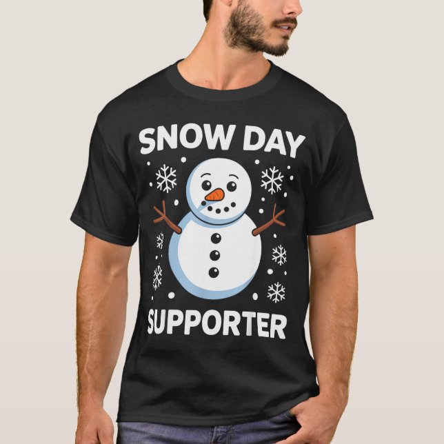 Camiseta Snow Day Suprter Snow Snowflake Snowman Winter Tea (Frente)