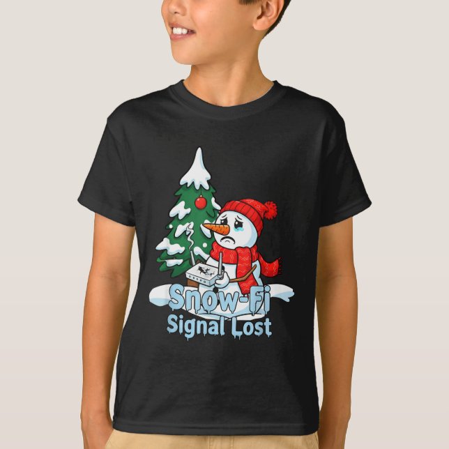 Camiseta Snow-fi Signal Lost Funny Snowman Christmas Art  (Frente)