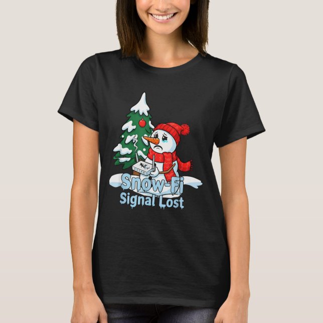 Camiseta Snow-fi Signal Lost Funny Snowman Christmas Art  (Frente)