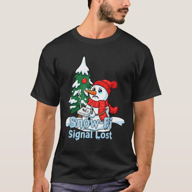 Camiseta Snow-fi Signal Lost Funny Snowman Christmas Art  (Frente)