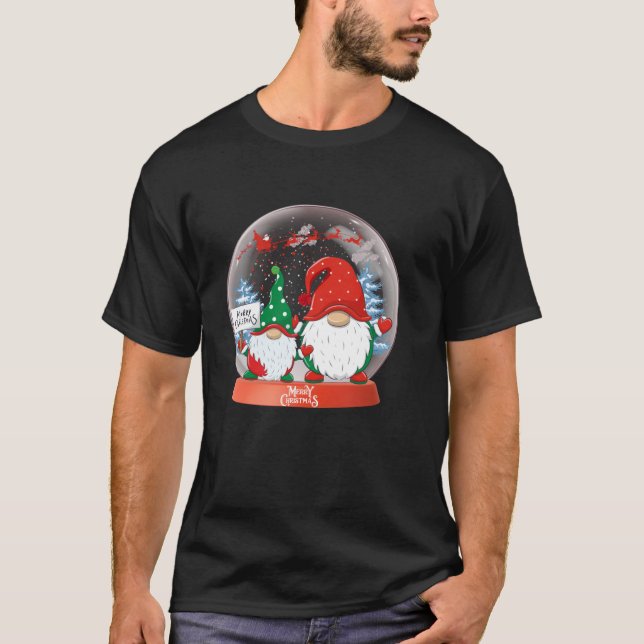 Camiseta Snow Globe Gonk Gnomo Gonks Natal Papai Noel (Frente)