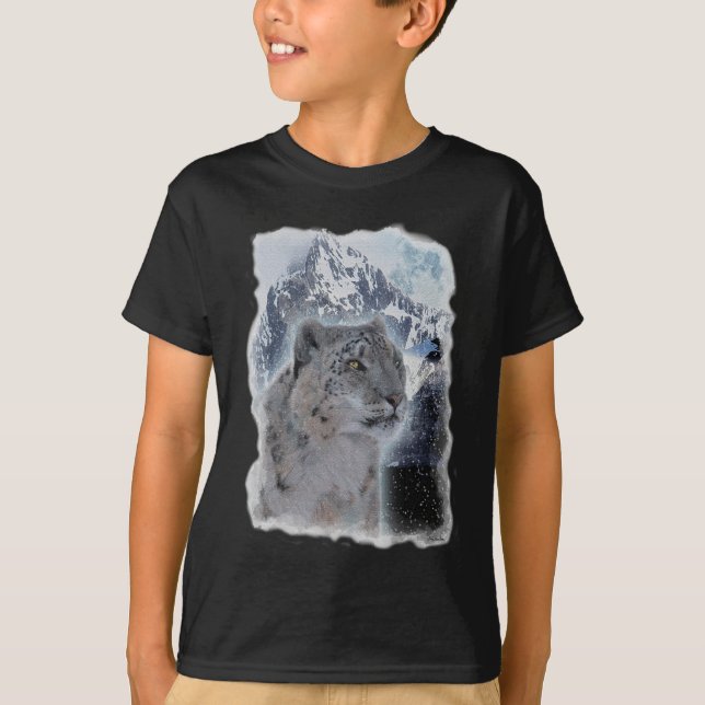 Camiseta SNOW LEOPARD Espécies Ameaçadas de Gato Grande (Frente)