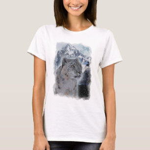 Camiseta SNOW LEOPARD Espécies Ameaçadas de Gato Grande