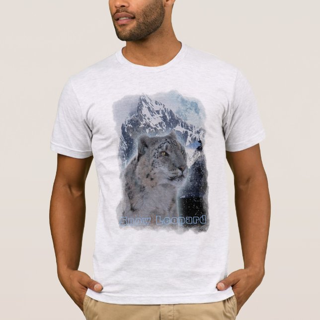 Camiseta SNOW LEOPARD Espécies Ameaçadas de Gato Grande (Frente)
