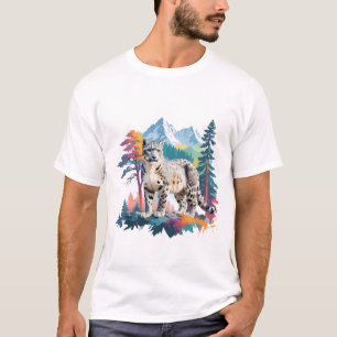 Camiseta Snow Leopard Vetor Art Animal Na Majestosa
