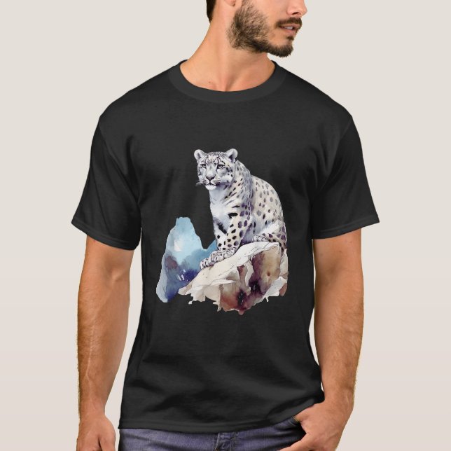 Camiseta Snow Leopard Winter Mountain Big Cat Wildlife Men  (Frente)