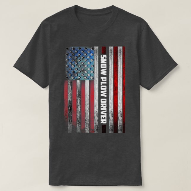 Camiseta Snow Plow Driver US Flag (Frente do Design)