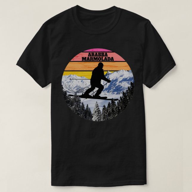 Camiseta Snow Ski Arabba Marmolada Skiplings Fields Itália (Frente do Design)