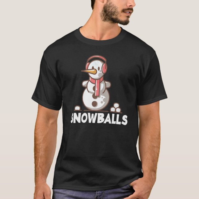 Camiseta Snowball Feliz Sorriso Snowman Snowball Fight Win (Frente)