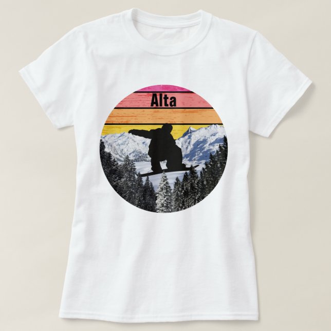 Camiseta Snowboard Alta Ski Esporte Campo Montanha Largas (Frente do Design)