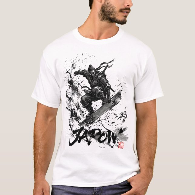 Camiseta Snowboard Brush Art - Snowboarder Ninja (Frente)
