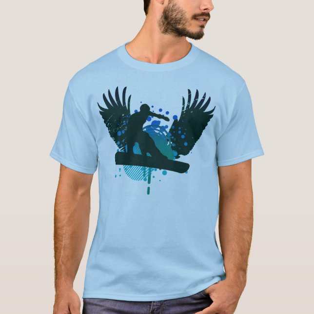 Camiseta snowboard de alta fidelidade. oceano desaparece co (Frente)