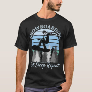 Camiseta Snowboard Eat Sleep Repetir Legal Vintage Blue Su