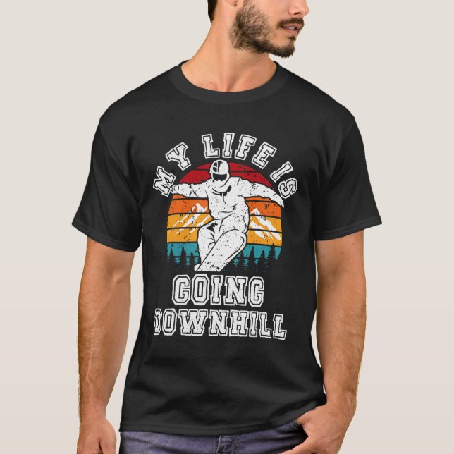 Camiseta Snowboard Minha Vida Vai Para A Descida Esportes D (Frente)