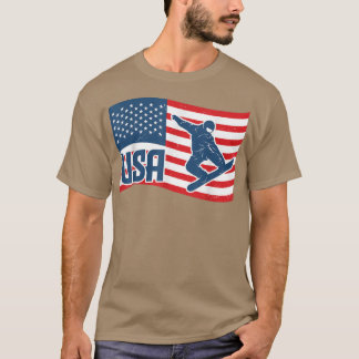Camiseta Snowboard Patriotic American Flag Snowboarder
