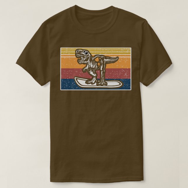 Camiseta snowboard retro esporte dinossauros de neve (Frente do Design)