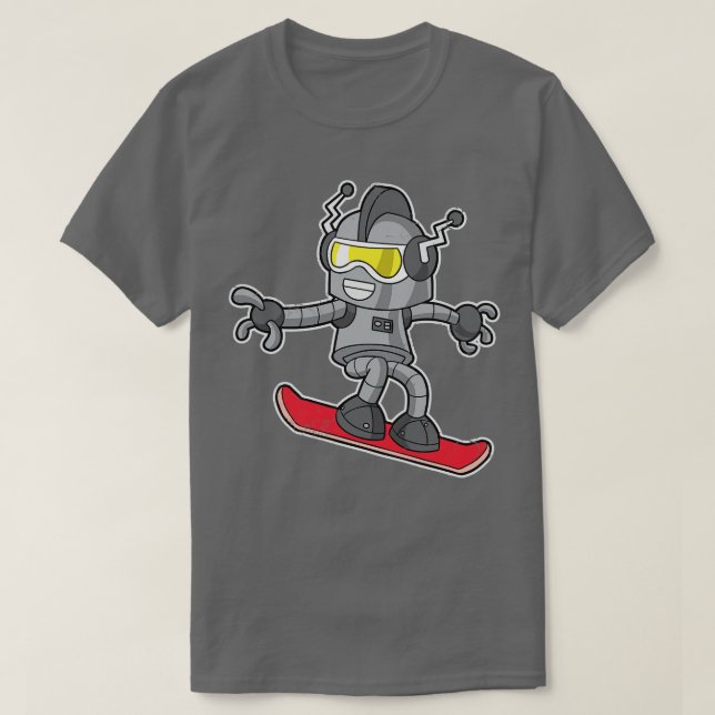 Camiseta Snowboard Robot Snowboarder Snowboard (Frente do Design)