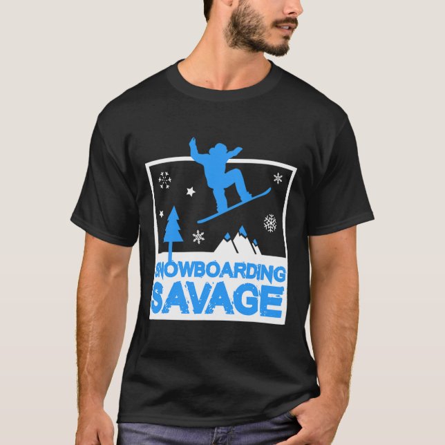Camiseta Snowboard Savage Crianças Legal Neve Livre para Jo (Frente)