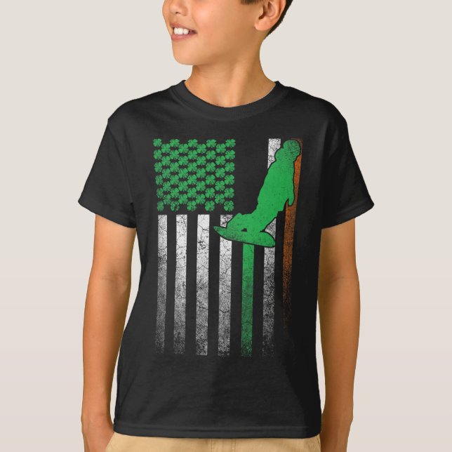Camiseta Snowboard Ski Ski Irish American Flag Rua Patrick. (Frente)