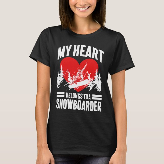 Camiseta Snowboard Snowboard Namorada Esposa Meu Coração (Frente)