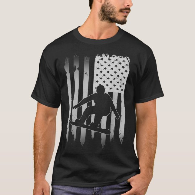 Camiseta Snowboard USA American Flag 4° do julho Patriot (Frente)