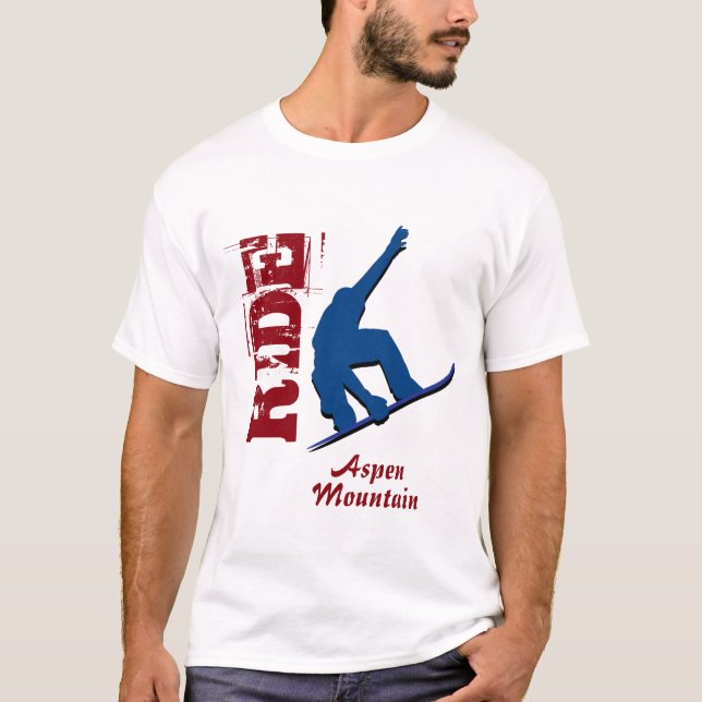 Camiseta Snowboard vermelho da montanha de Aspen do passeio (Frente)