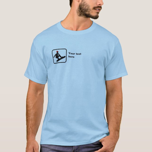 Camiseta Snowboarder — Logotipo pequeno — Personalizável (Frente)
