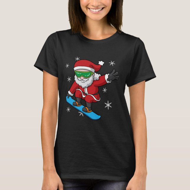Camiseta Snowboarder Natal Papai Noel Claus Snowboard Snowb (Frente)