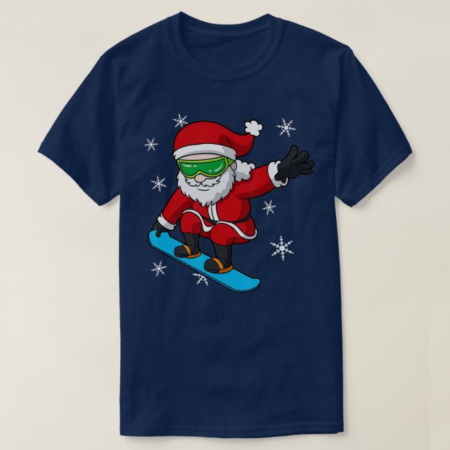 Camiseta Snowboarder Natal Papai Noel Claus Snowboard Snowb (Frente do Design)
