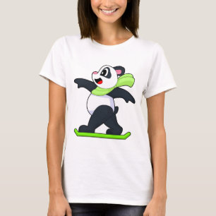 Camiseta Snowboarder Panda Esqui Inverno esportes de invern