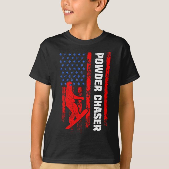 Camiseta Snowboarder Powder Chaser Funny Snowboard Child (Frente)