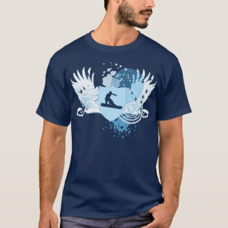 Camiseta snowboarding de alta fidelidade. seguido no azul