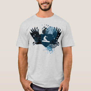 Camiseta snowboarding de alta fidelidade. seguido no azul