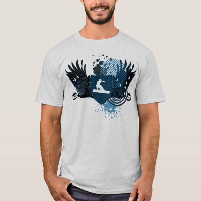 Camiseta snowboarding de alta fidelidade. seguido no azul (Frente)