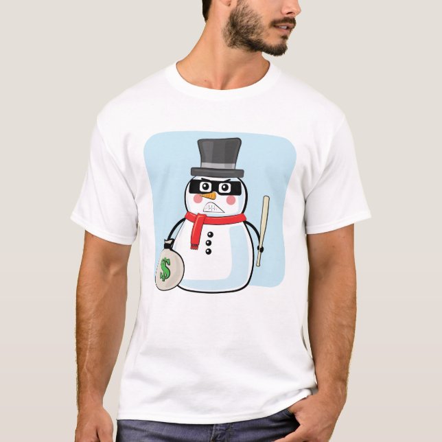 Camiseta Snowman Bandit - Ilustração Engraçada (Frente)