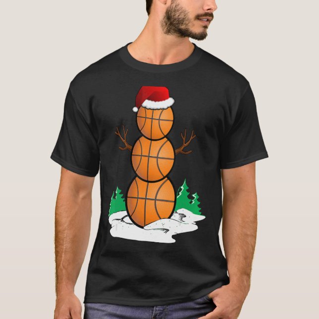 Camiseta Snowman Basball Ball Santa Hat Natal Pajama (Frente)