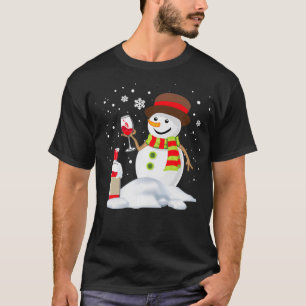 Camiseta Snowman Bebendo Red Wine Funny Partner Match C