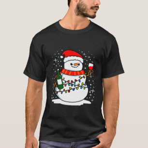 Camiseta Snowman Bebendo Wine